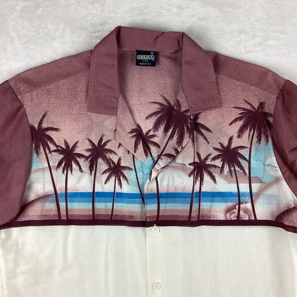 Desica Shirt Men’s Medium Short Sleeve Hawaiian Purple Palm Trees Lightweight - Picture 11 of 11